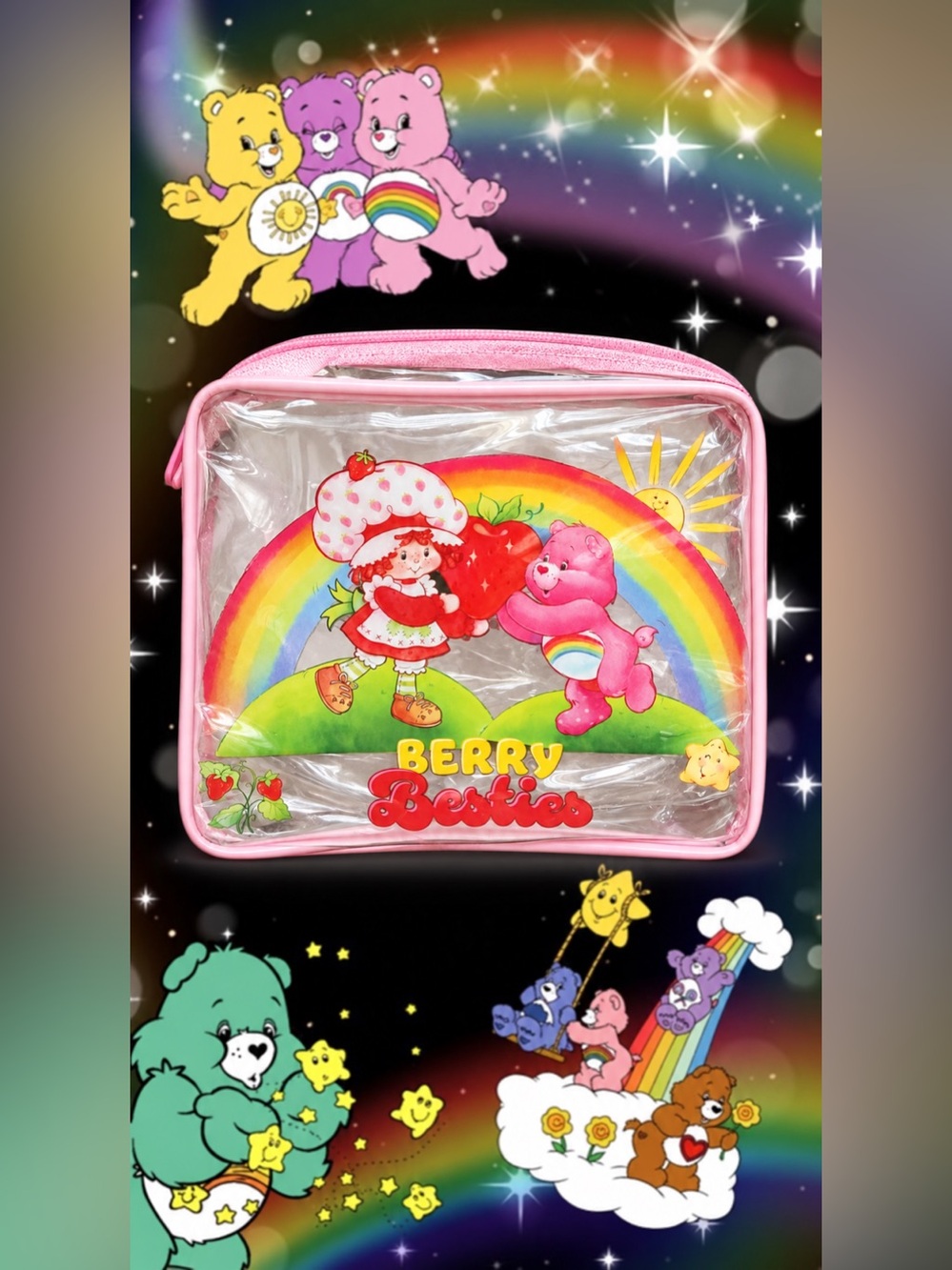 Care Bears x Strawberry Shortcake 80s Berry Besties Rare Collectable Clear Case